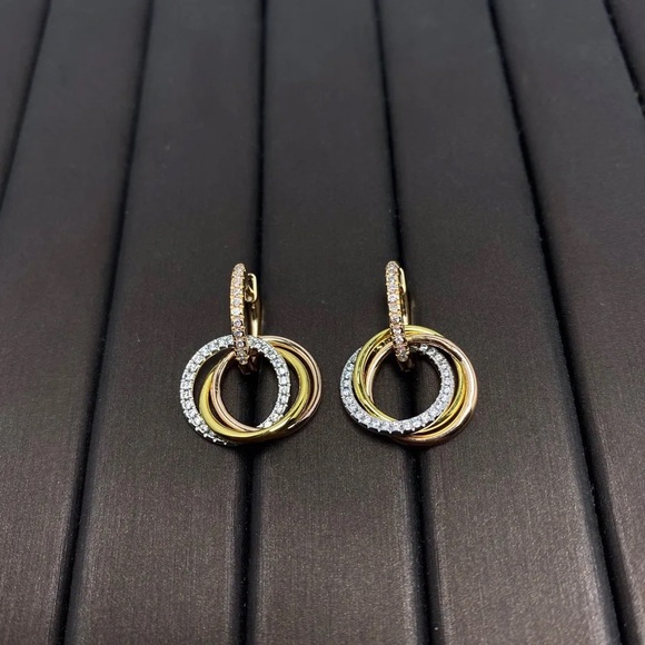 1pair Cartier all Color Gold Include Family Circles Hoop Earrings Mother’s Day - Picture 5 of 16